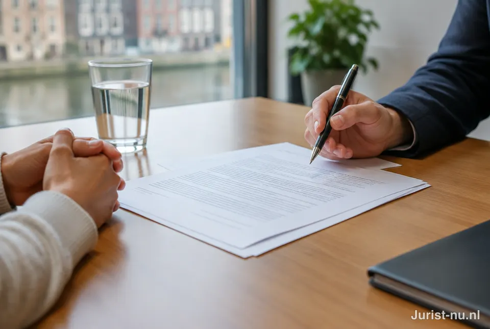 Vaststellingsovereenkomst op tafel bij een juridisch adviesgesprek